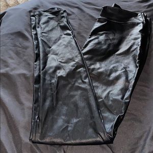 Black leather leggings